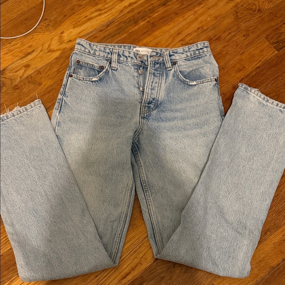 Zara Light Blue Straight Jeans